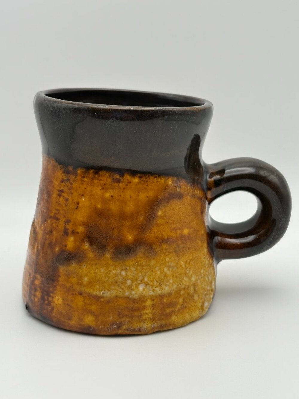 Vintage Studio Pottery Tenmoku Drip Glaze Stoneware Mug (SKU: 001MG)